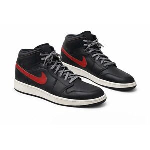 Nike Air Jordan 1 Mid GS 6Y Black Gym Red 554725-009 Youth Baskeball Sneakers